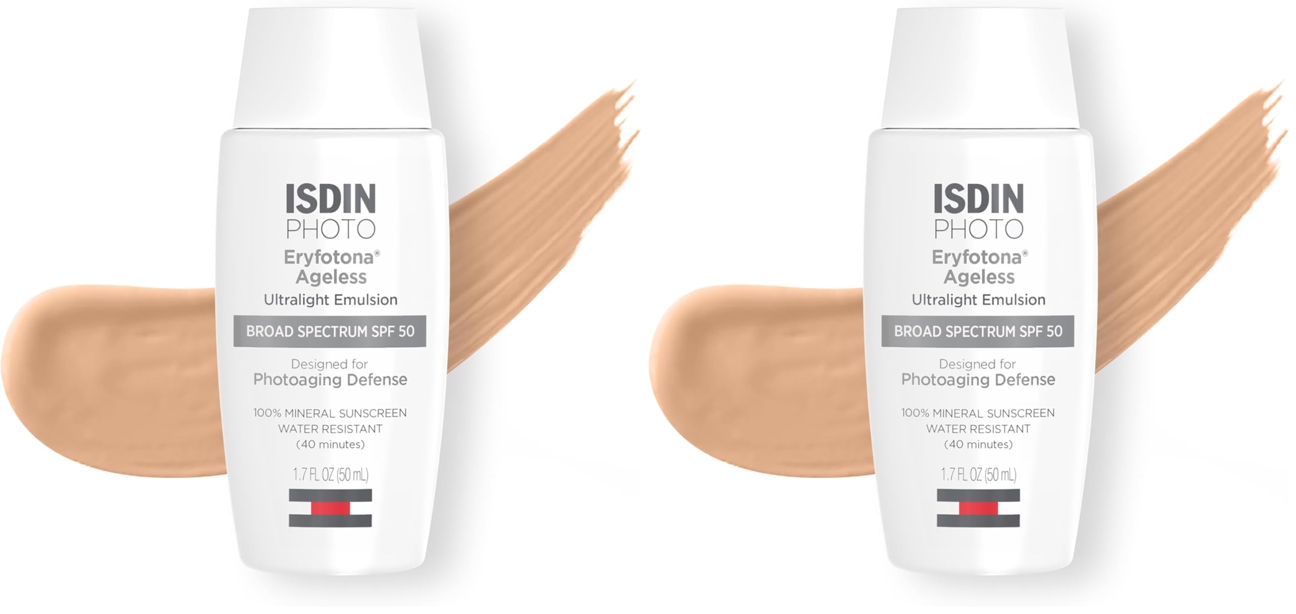 ISDIN Eryfotona Ageless Tinted Mineral Face Sunscreen SPF 50, Zinc Oxide | Anti-Aging, 100% Mineral UV Filters, Ultralight Emulsion, Suitable for Sensitive Skin, Dermatologist Recommended