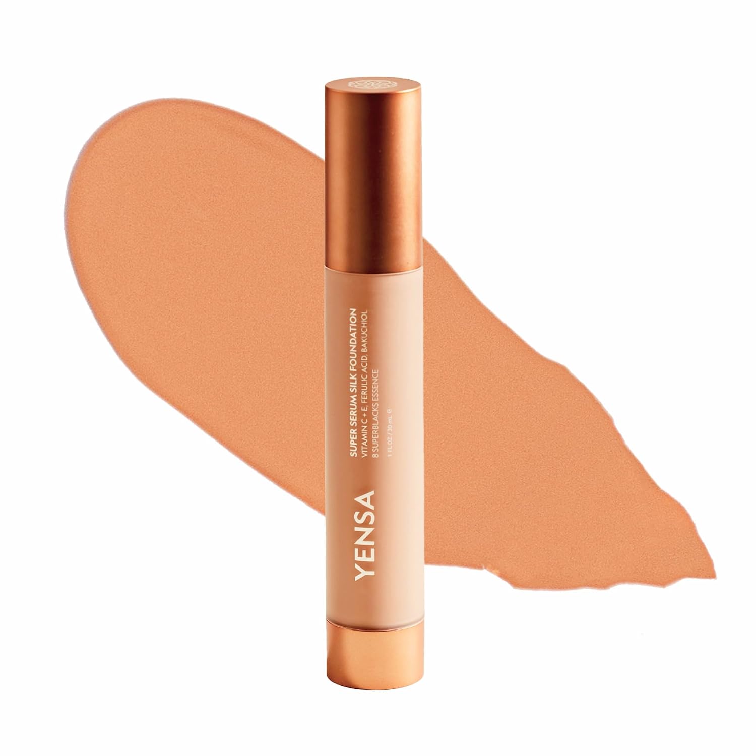 YENSA Super Serum Silk Foundation - Hydrating, Full Coverage Foundation with Vitamin C & Bakuchiol Oil - Blurs Imperfections & Evens Skin Tone - Korean Skin Care Makeup - Medium 3 (1 oz)