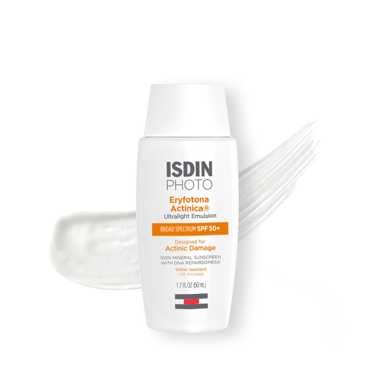 ISDIN Eryfotona Actinica Mineral Face Sunscreen SPF 50+, No White Cast | 100% Mineral UV Filters, Zinc Oxide, Suitable for Sensitive Skin, Non-comedogenic, Dermatologist Recommended