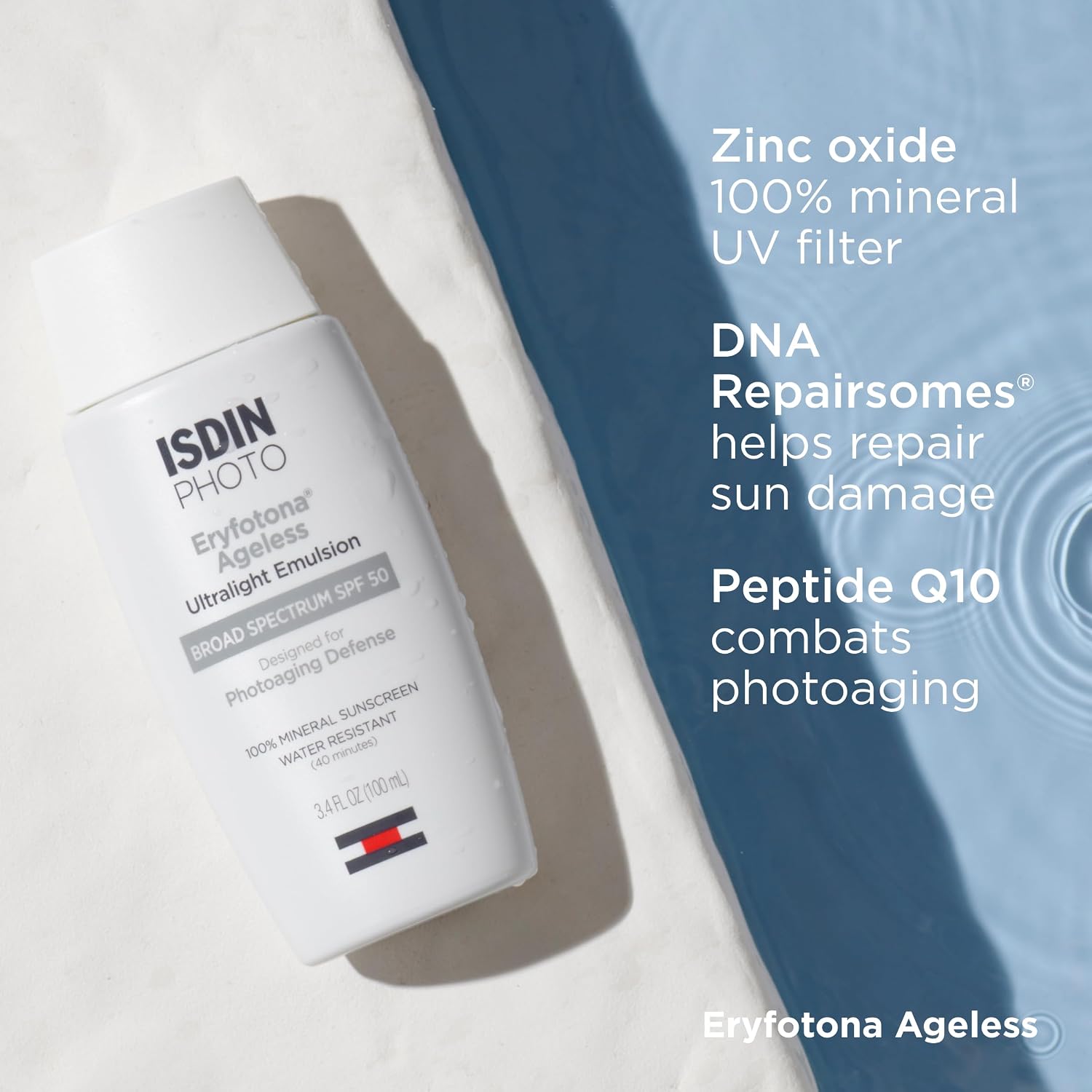 ISDIN Eryfotona Ageless Tinted Mineral Face Sunscreen SPF 50, Zinc Oxide | Anti-Aging, 100% Mineral UV Filters, Ultralight Emulsion, Suitable for Sensitive Skin, Dermatologist Recommended