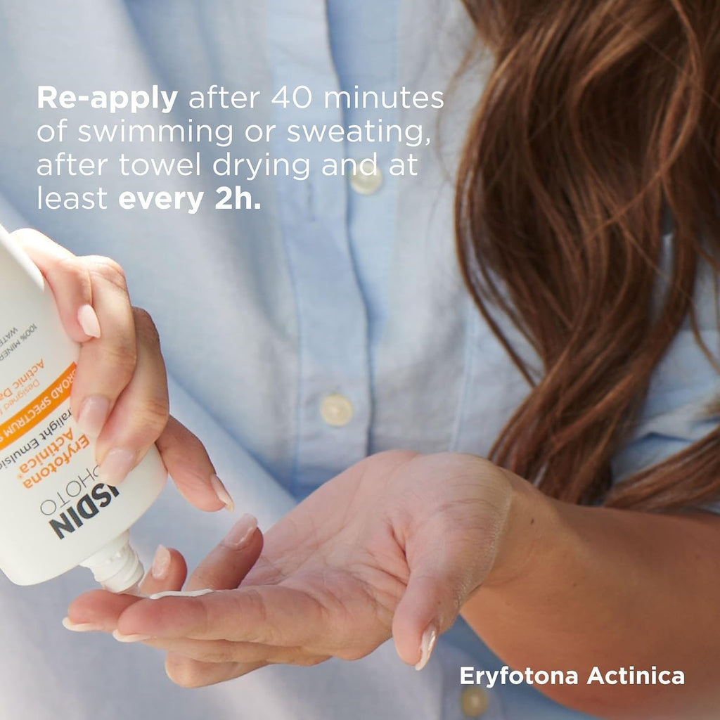 ISDIN Eryfotona Actinica Bundle (1.7 & 3.4 Fl Oz) with Zinc Oxide and 100% Mineral Sunscreen Broad Spectrum SPF 50+, No White Cast, Suitable for Sensitive Skin