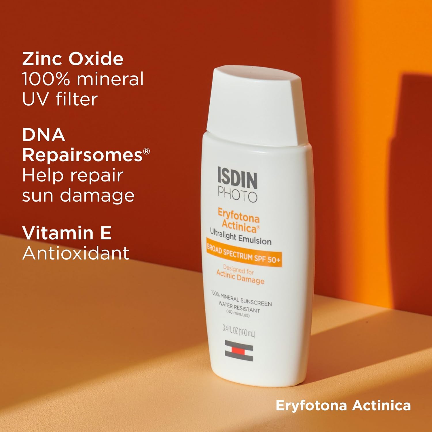ISDIN Eryfotona Actinica Bundle (1.7 & 3.4 Fl Oz) with Zinc Oxide and 100% Mineral Sunscreen Broad Spectrum SPF 50+, No White Cast, Suitable for Sensitive Skin