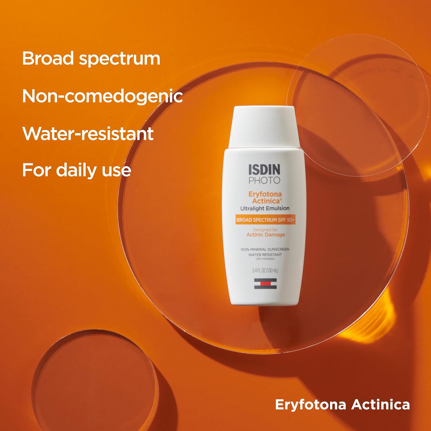 ISDIN Eryfotona Actinica Bundle (1.7 & 3.4 Fl Oz) with Zinc Oxide and 100% Mineral Sunscreen Broad Spectrum SPF 50+, No White Cast, Suitable for Sensitive Skin