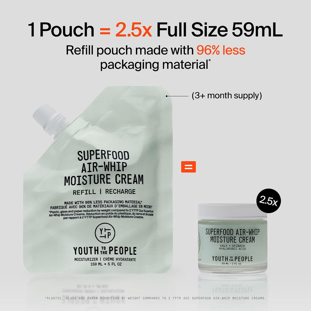Youth To The People Superfood Air-Whip Face Moisturizer - Lightweight Cream | Hyaluronic Acid Facial Cream - Up to 48H Hydration, Strengthen Skin Barrier, Smooth Fine Lines + Plump Skin, Non-comedogenic