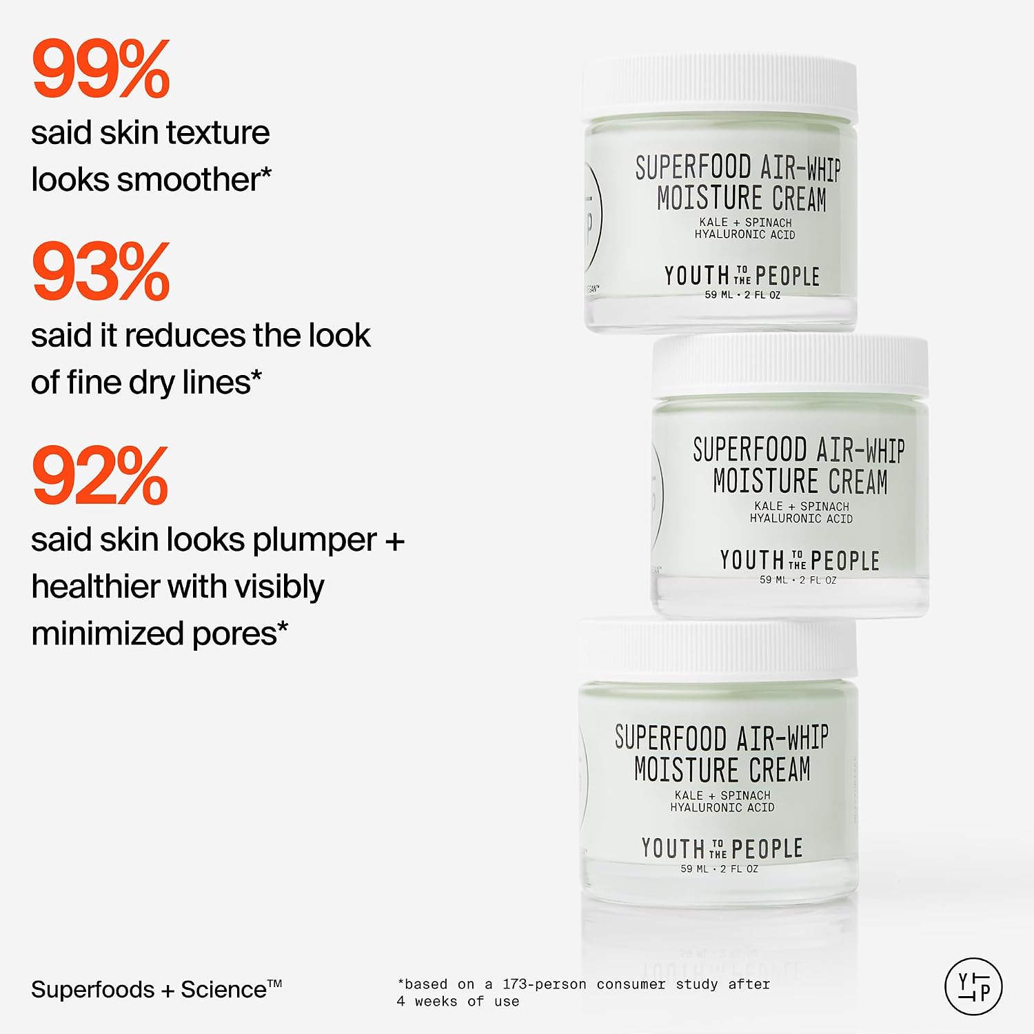 Youth To The People Superfood Air-Whip Face Moisturizer - Lightweight Cream | Hyaluronic Acid Facial Cream - Up to 48H Hydration, Strengthen Skin Barrier, Smooth Fine Lines + Plump Skin, Non-comedogenic