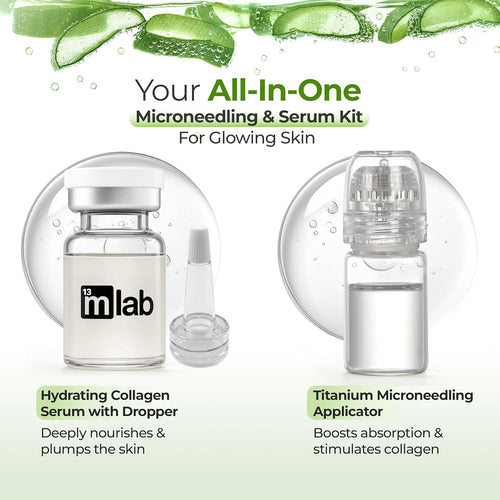 FLexiknee Microrevive Titanium Micro Infusion System for Face - Deep Penetrating, Collagen-Boosting Stamp & Anti-Wrinkle Hyaluronic Acid Serum - At Home Micro Needling Kit for Radiant, Youthful Skin