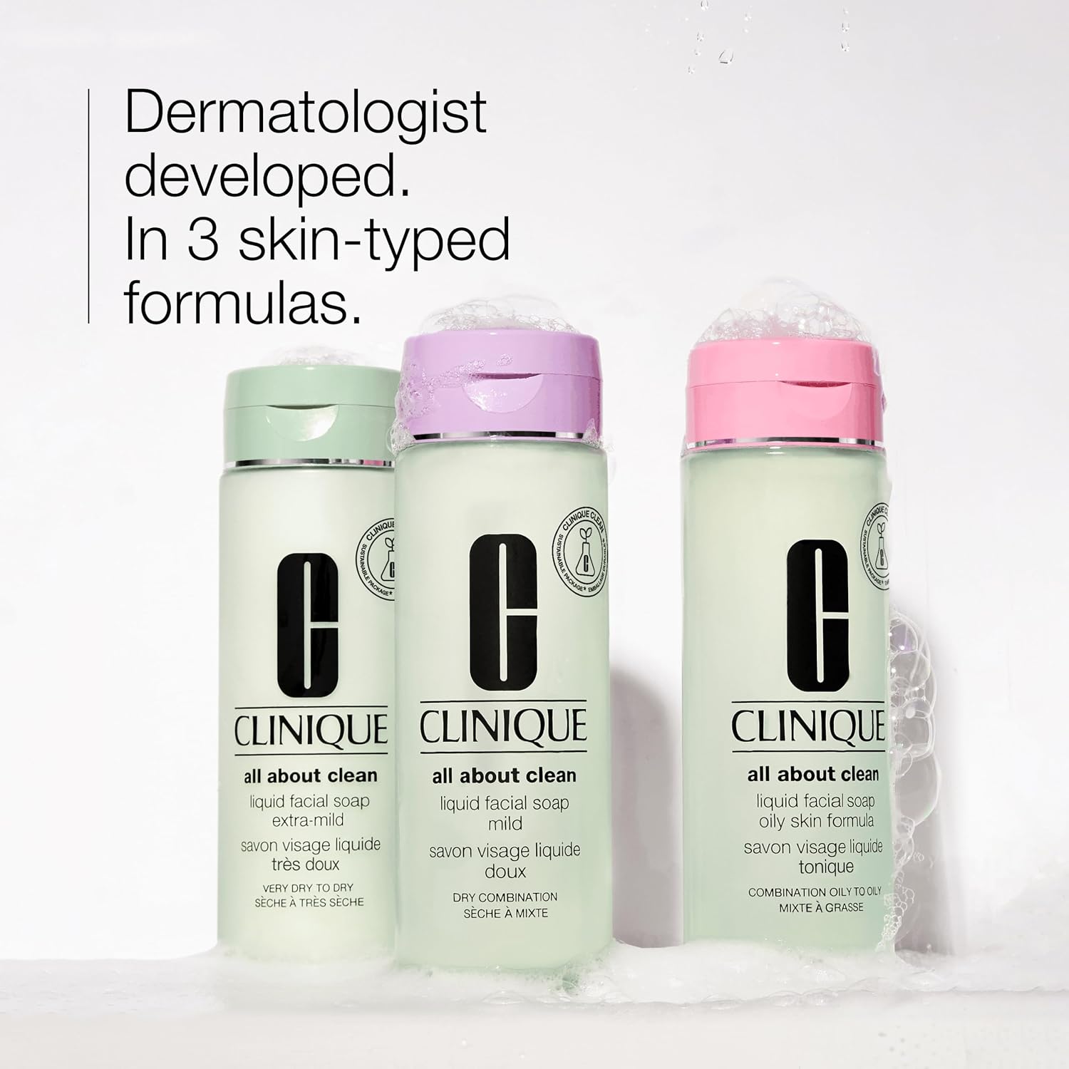 Clinique All About Clean Liquid Facial Soap Mild | Gentle Face Cleanser For Dry Combination Skin | Type 2 Face Wash | Step 1 in 3-Step Skin Care Routine