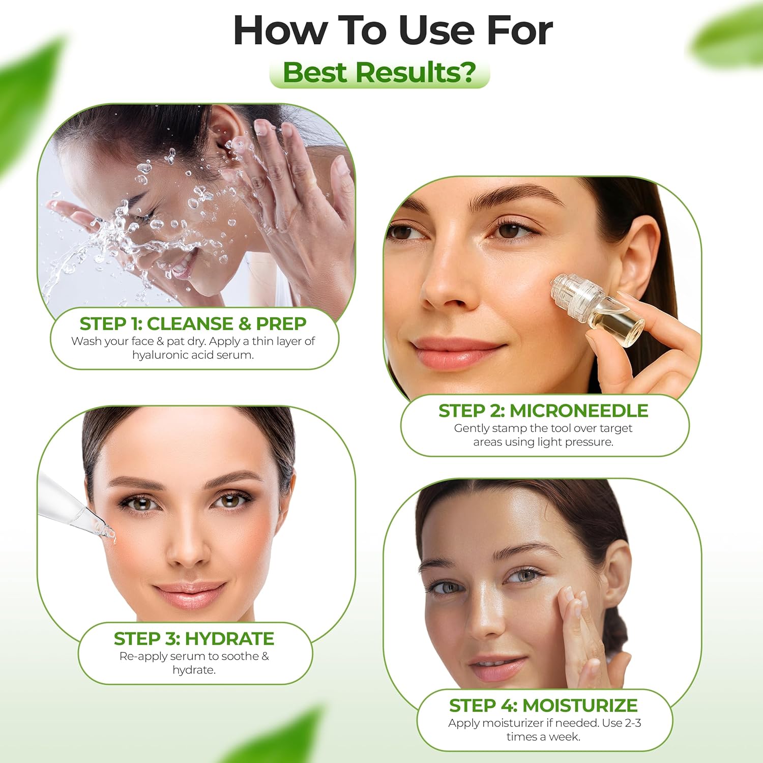 FLexiknee Microrevive Titanium Micro Infusion System for Face - Deep Penetrating, Collagen-Boosting Stamp & Anti-Wrinkle Hyaluronic Acid Serum - At Home Micro Needling Kit for Radiant, Youthful Skin
